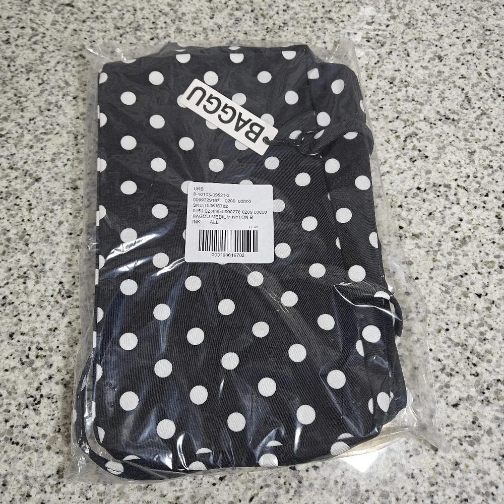 BAGGU Black and White Polka Dot Shoulder Bag